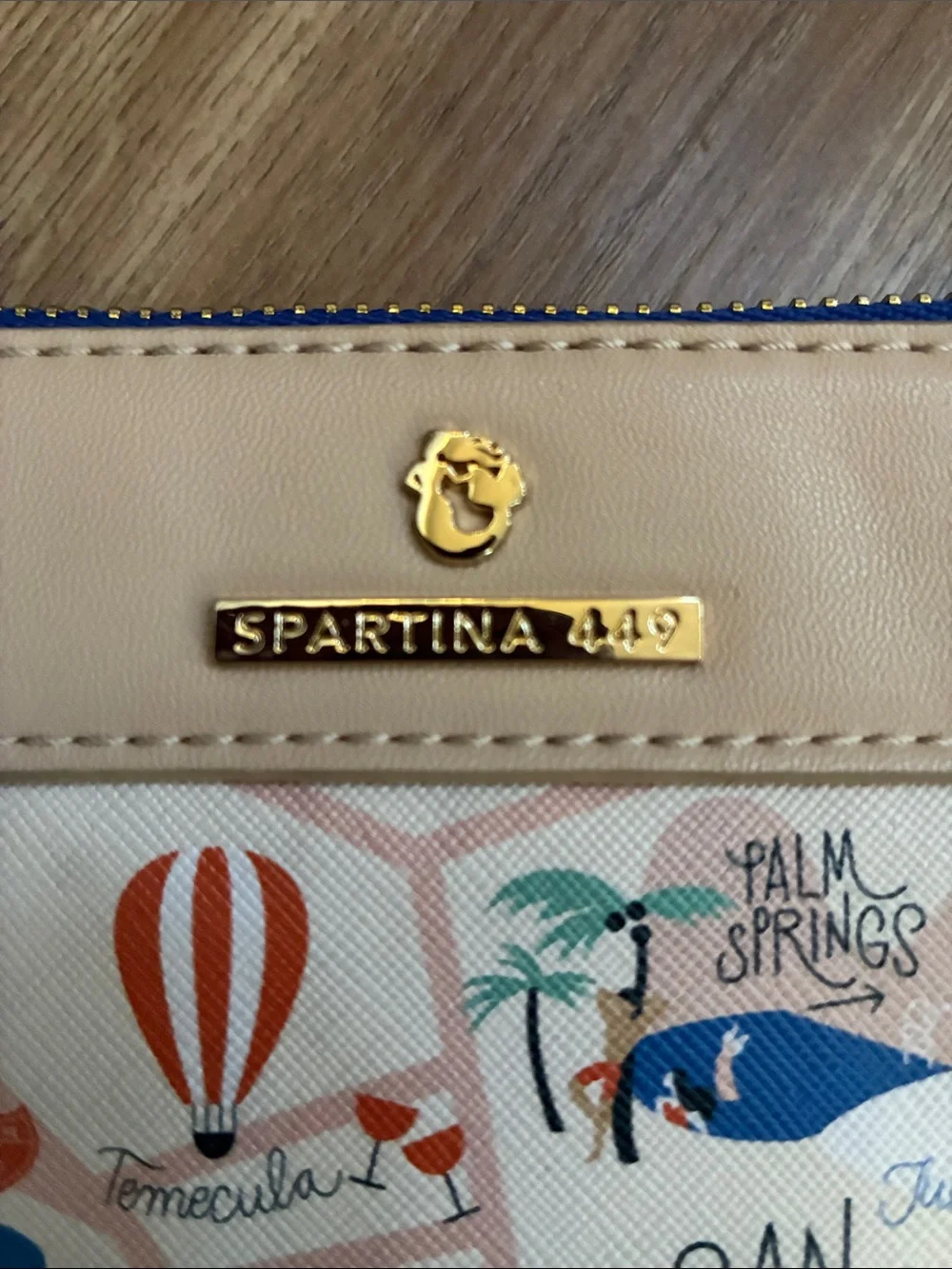 Spartina 449 Blue, Beige & Orange Southern California Map Wristlet - Picture 2 of 9